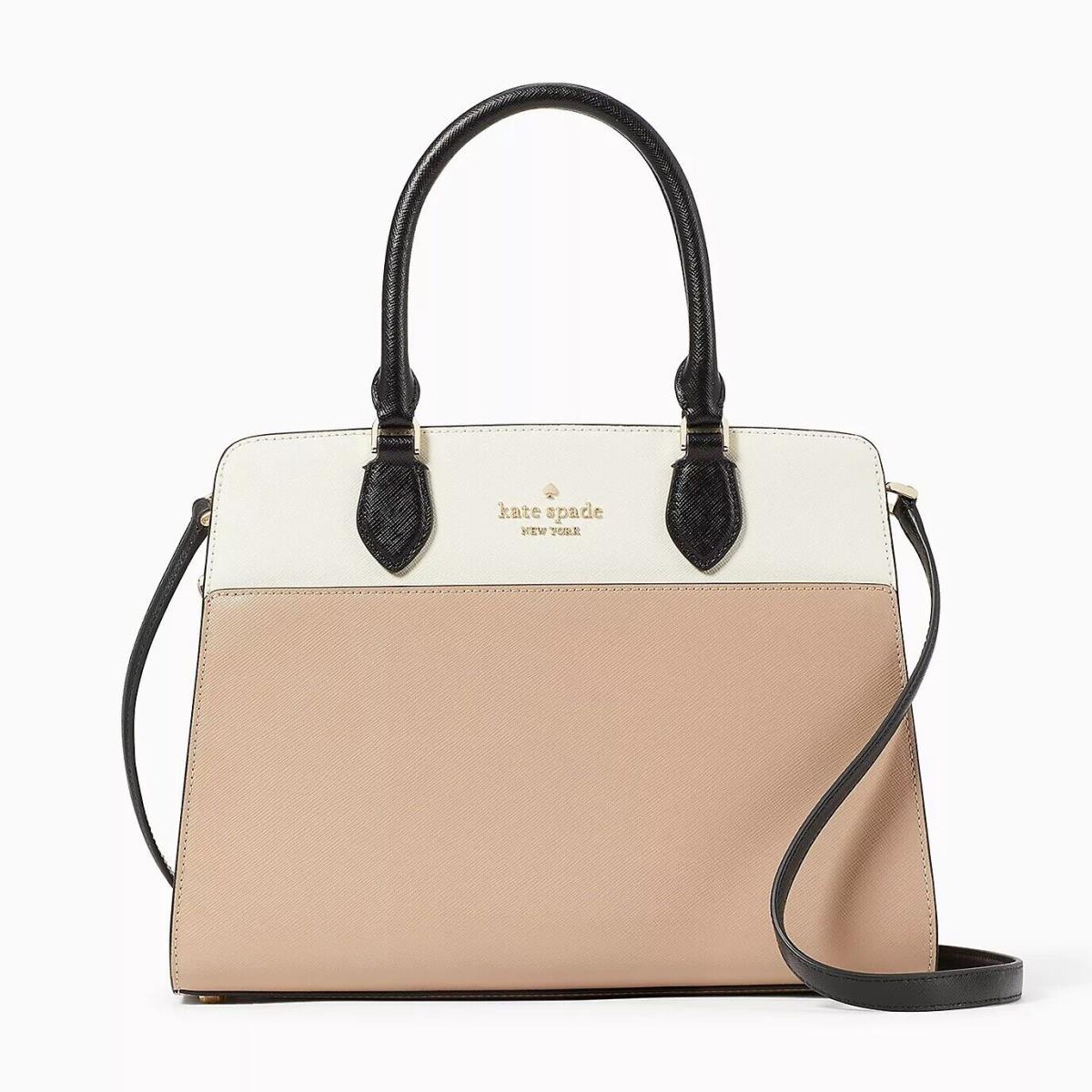 Kate Spade Madison Colorblock Saffiano Leather Med Satchel Toasted Hazelnut