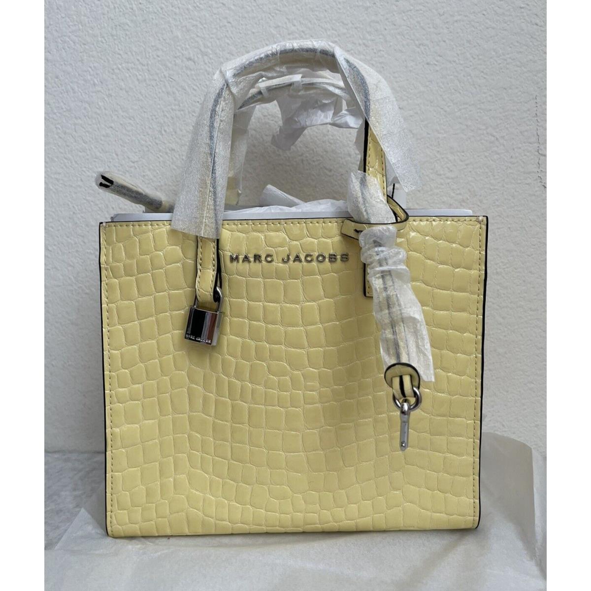 Marc Jacobs Mini Grind Embossed Leather Tote Satchel Bag French Vanilla