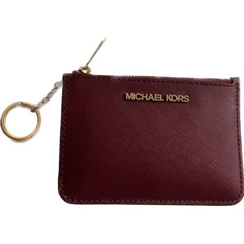 Michael Kors Jet Set Travel Small Leather Top Zip Coin Pouch Wallet Mulberry