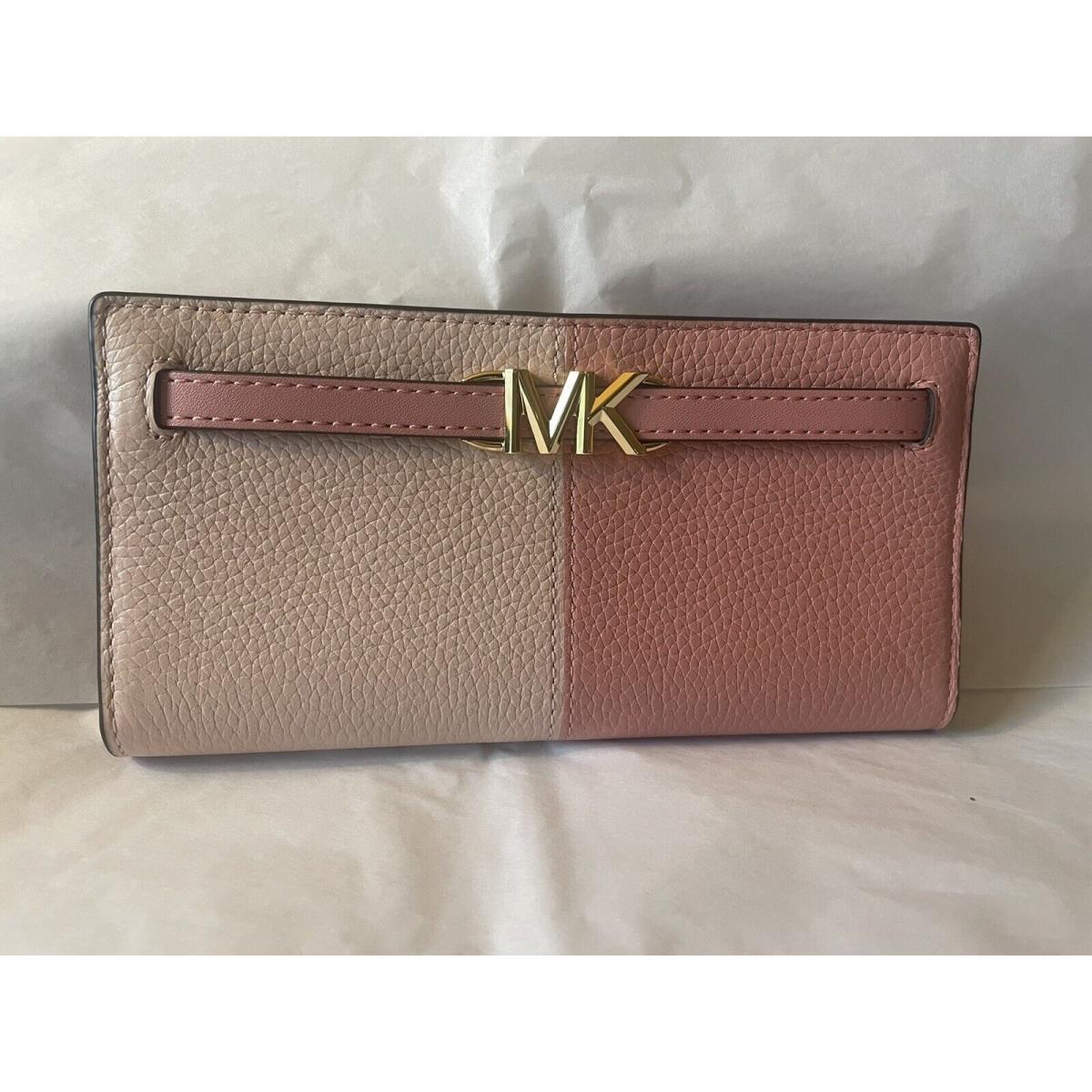 Michael Kors Reed Large Two-tone Snap Clutch Wallet Leather Gold Hardware