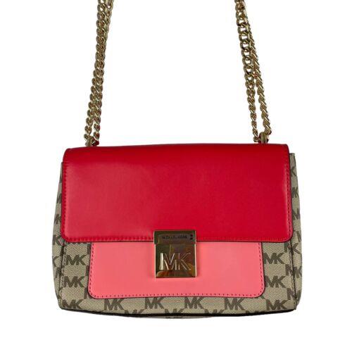 Michael Kors Signature Colorblock Shoulder Bag Pink Chain Strap