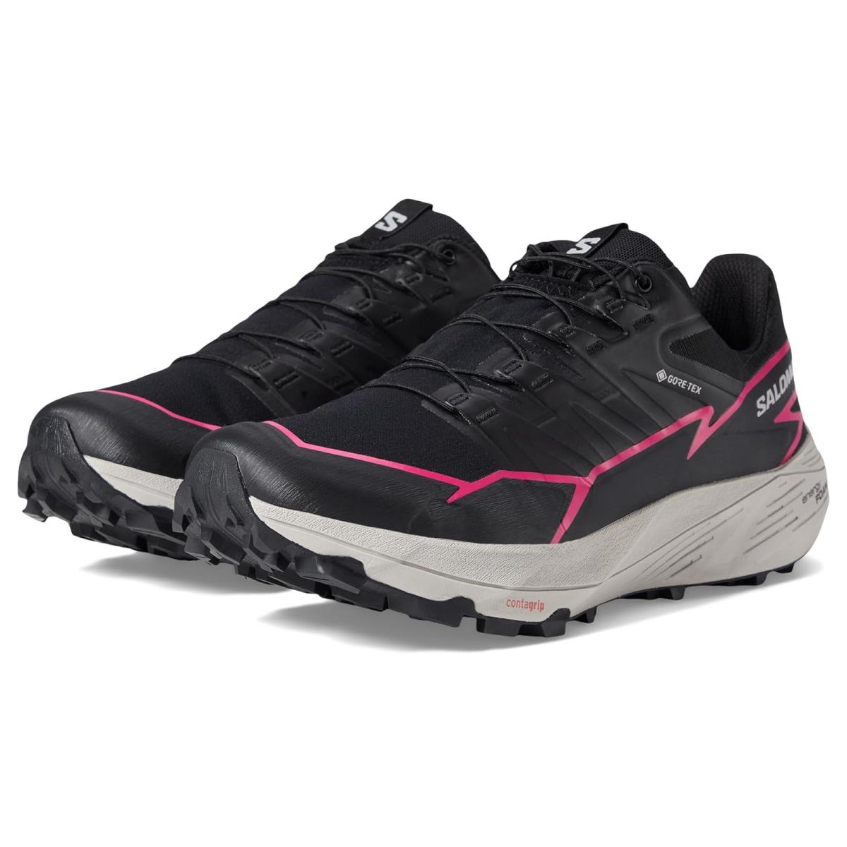Woman`s Sneakers Athletic Shoes Salomon Thundercross Gore-tex Black/Black/Pink Glo