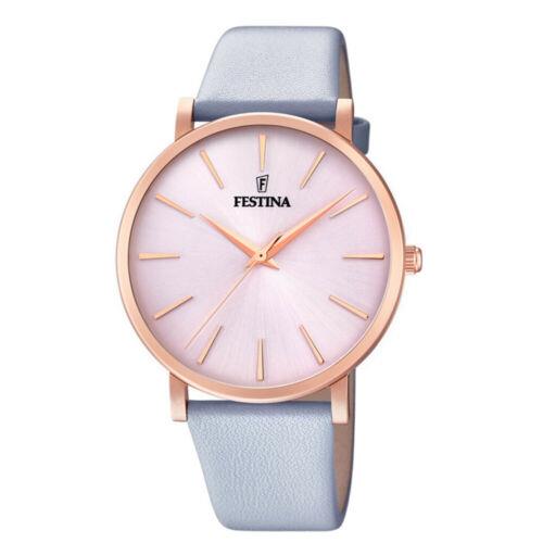 Festina Stainless Steel Case Leather Strap with Rose Gold Dial Watch F20373-1