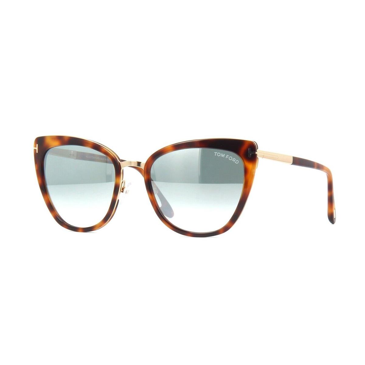 Tom Ford Simona FT 0717 Havana/blue Shaded Mirror 53Q Sunglasses - Frame: Havana, Lens: Blue Shaded Mirror