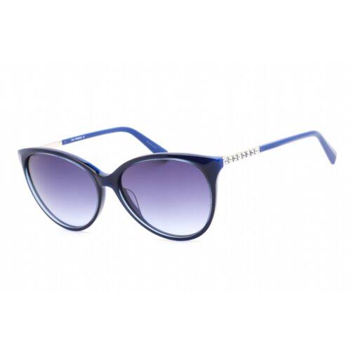 Swarovski Unisex Sunglasses Full Rim Shiny Blue Plastic Cat Eye Frame SK0309 90W