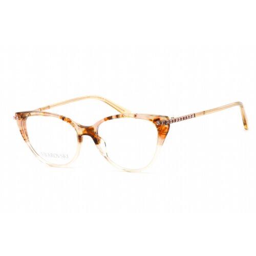 Swarovski Women`s Eyeglasses Cat Eye Shape Havana/clear Plastic Frame SK5425 056