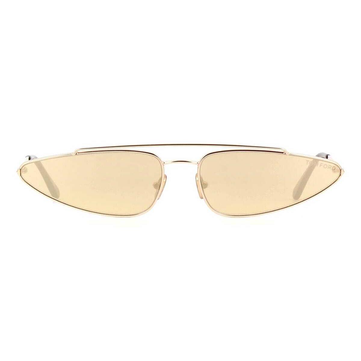 Tom Ford FT0979 28G Sunglasses Shiny Rose Gold Frame Brown Mirror Lenses 65mm