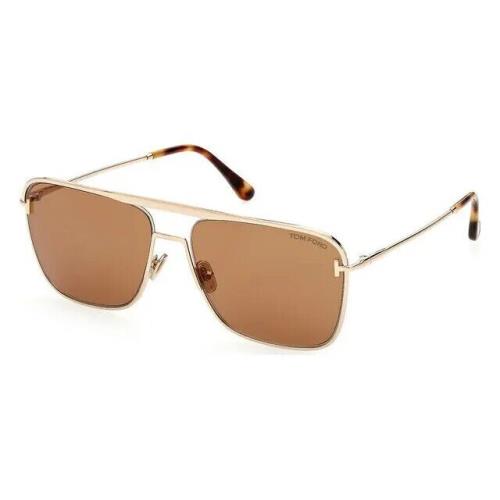 Tom Ford FT 0925 28E Nolan Sunglasses Shiny Rose Gold Brown Lens 60mm