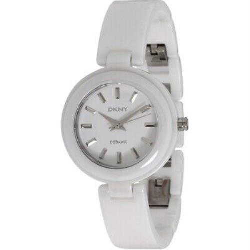 Dkny White Color Ceramic Slim Band Women`s Analog Quartz Movement Watch NY8550