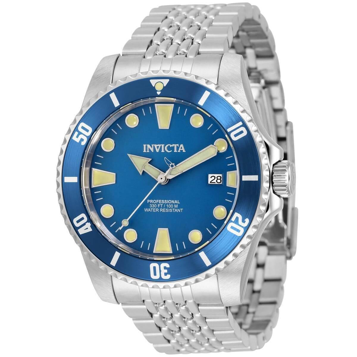 Invicta Men`s Watch Automatic Pro Diver Blue Dial Stainless Steel Bracelet 33503