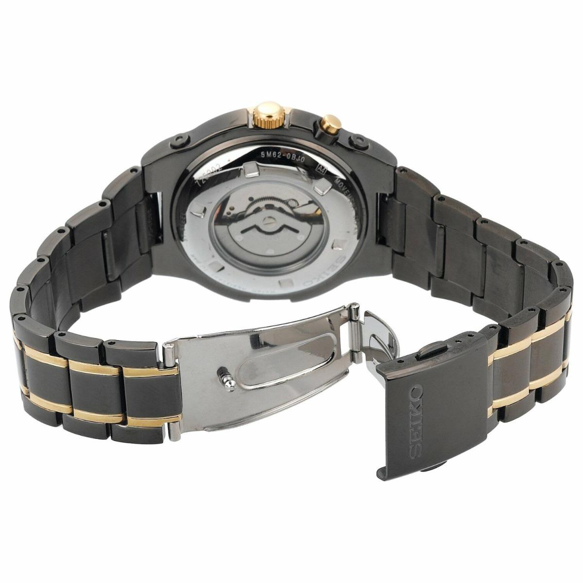 Seiko Kinetic SKA366 Men`s Black Dial Stainless Steel Two-tone Dress Watch - Dial: Black, Band: