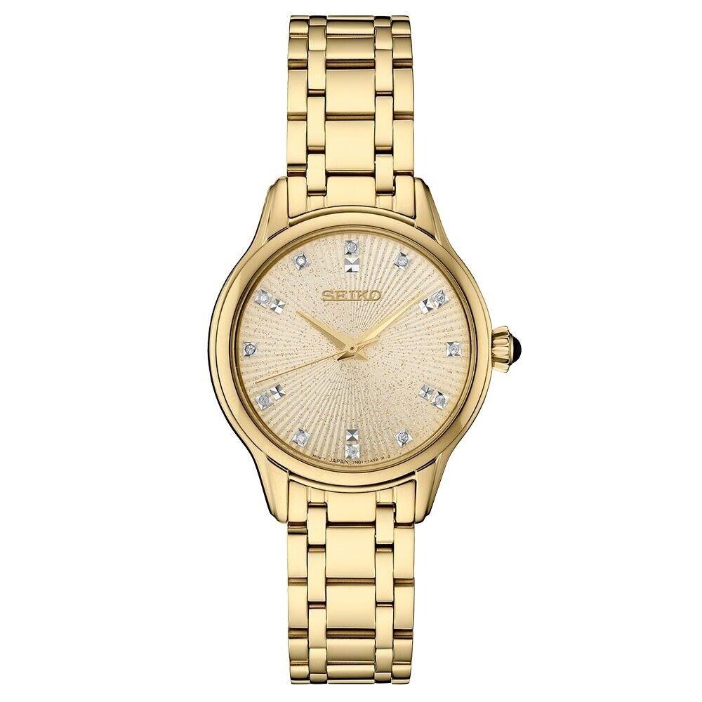 Seiko Women`s Classic Diamonds 30mm Gold Watch SRZ552 - Gold