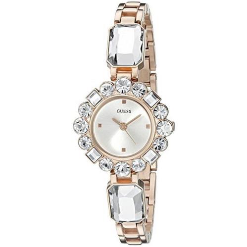 Women`s Guess Sparkle Crystallized Rose Gold Steel Analog Wrist Watch U0701L3