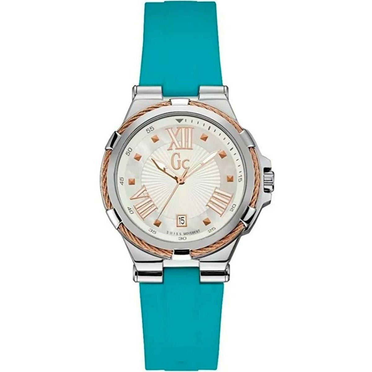 Guess Collection Blue Silicone Strap Analog Sport Swiss Women`s Watch Y34003L1