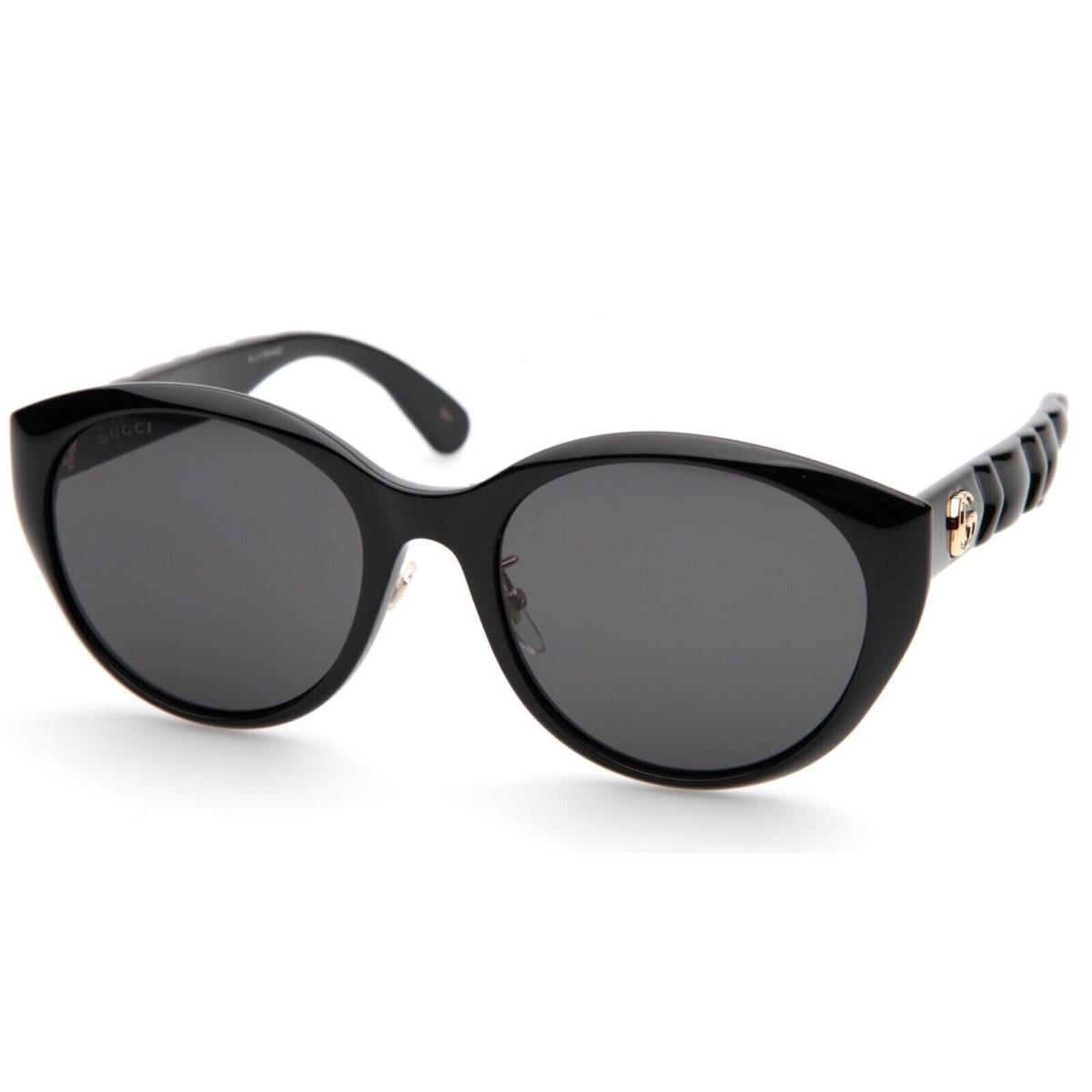 Gucci GG0814SK 001 Women`s Alt Fit Black Rounded Sunglasses 56 Made In Italy