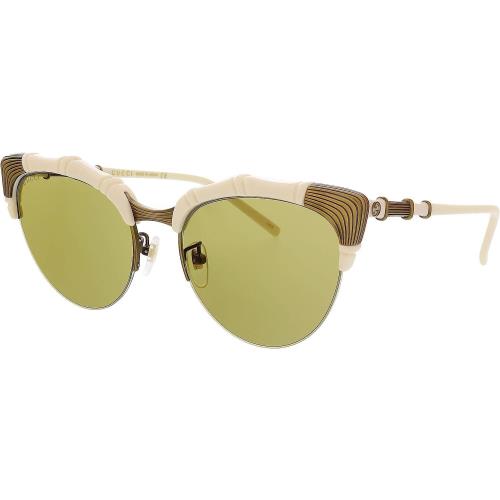 Gucci Sunglasses GG-0661-S 003 White - Dark Gold - Green Lenses