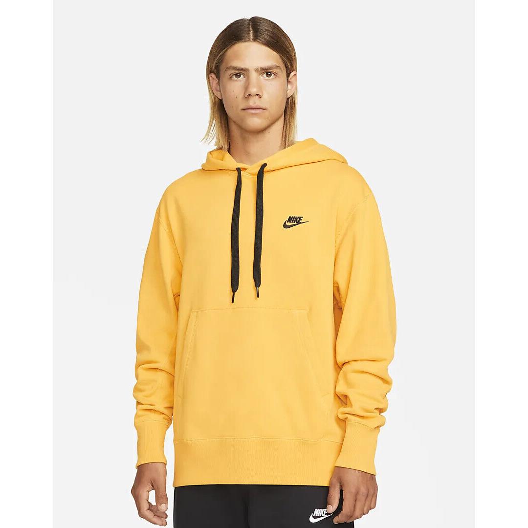 Men`s Nike Sportswear Classic Fleece Pullover Hoodie M Yellow DA0023 Sweatshirt