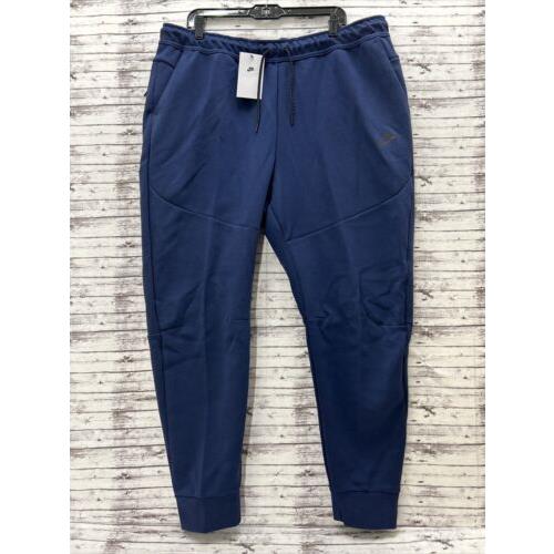 Nike Sweatpants Men`s 3XL Tech Fleece Navy Blue Slim Fit Joggers Active