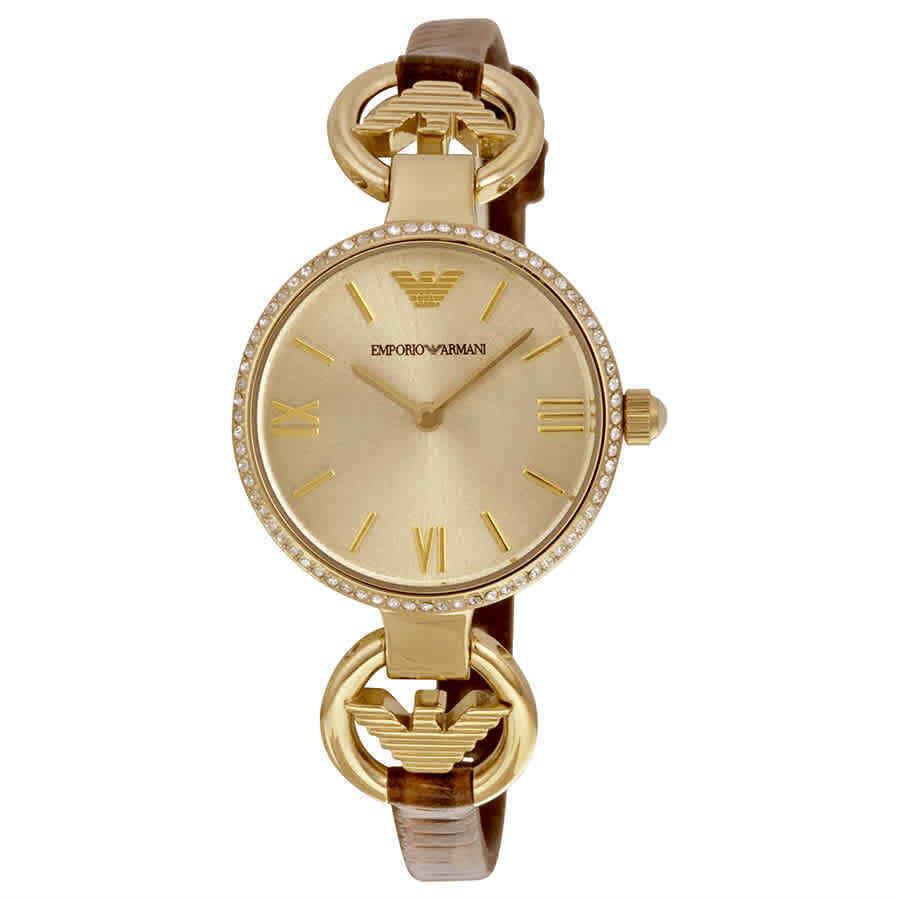 Emporio Armani Women`s Quartz Watch Gianni AR1885 Brown Leather