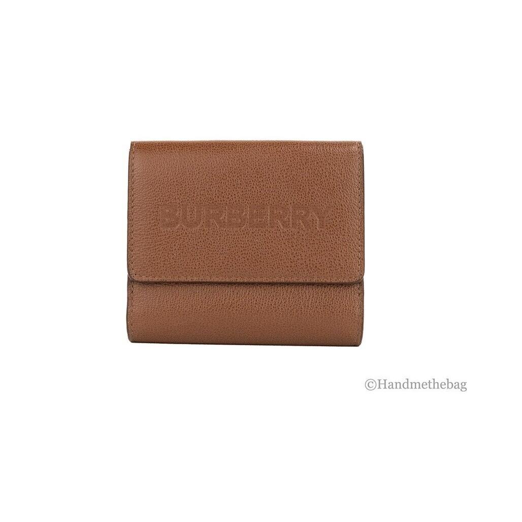 Burberry Luna Tan Grained Leather Small Coin Pouch Snap Wallet