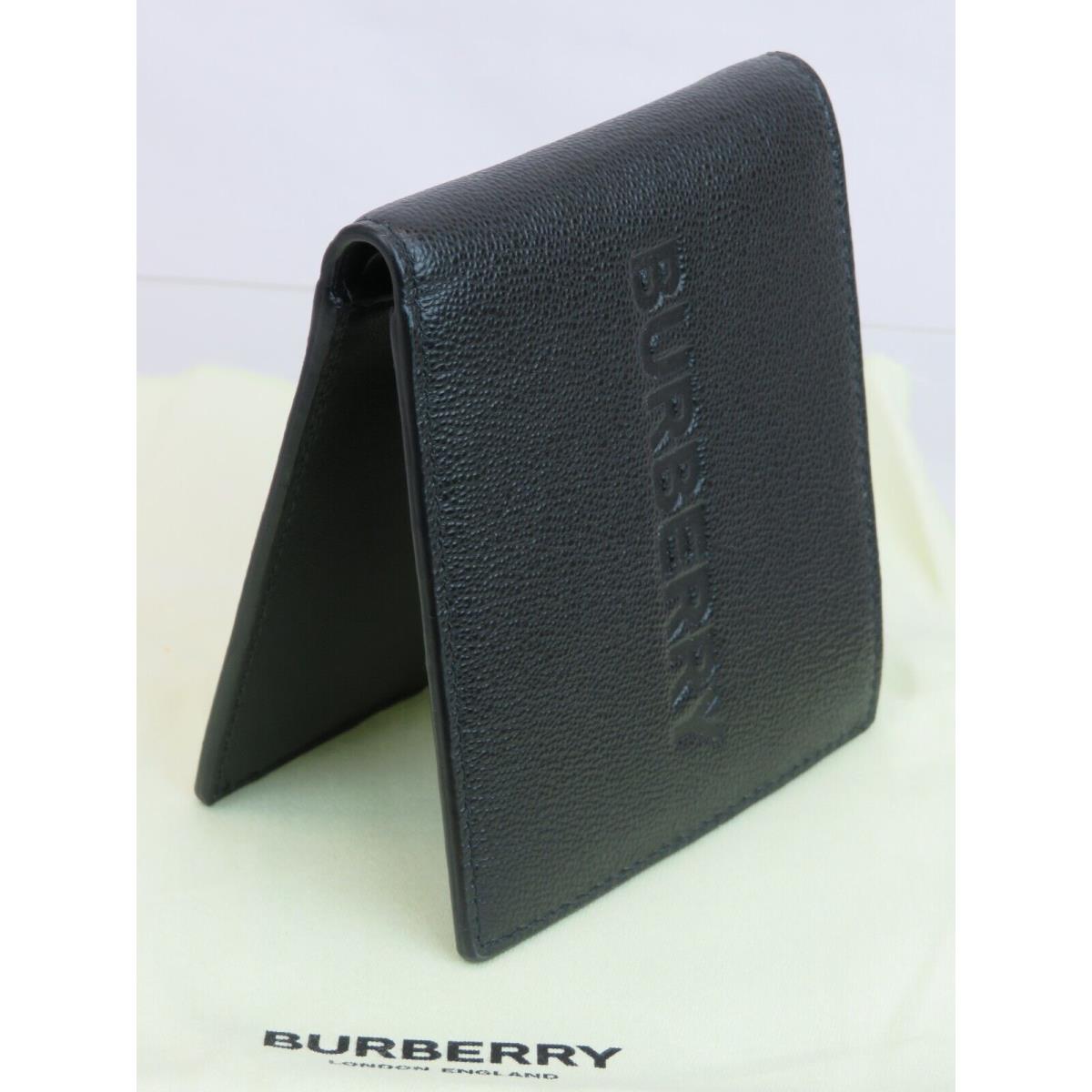 Burberry Black Grained Leather Embossed Logo International Bifold Wallet