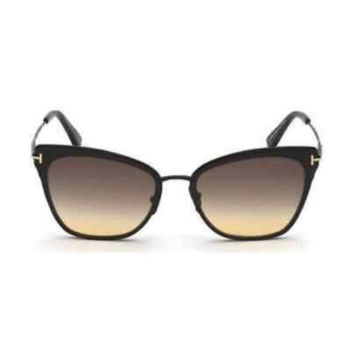 Tom Ford Faryn Smoke To Yellow Gradient Cat Eye Ladies Titanium Sunglasses - Black Frame, Multi Lens