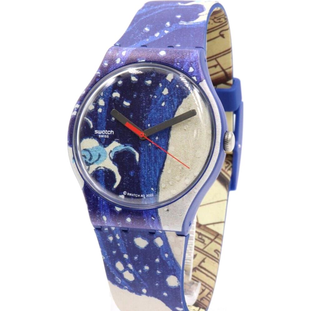Swiss Swatch The Great Wave BY Hokusai Astrolabe Silicone Watch 42mm SUOZ351