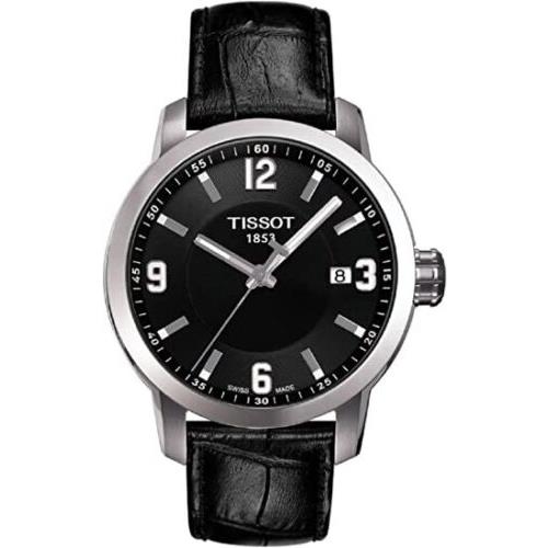 Tissot Men`s T055.410.16.057.00 Analog Display Swiss Quartz Black Leather Watch