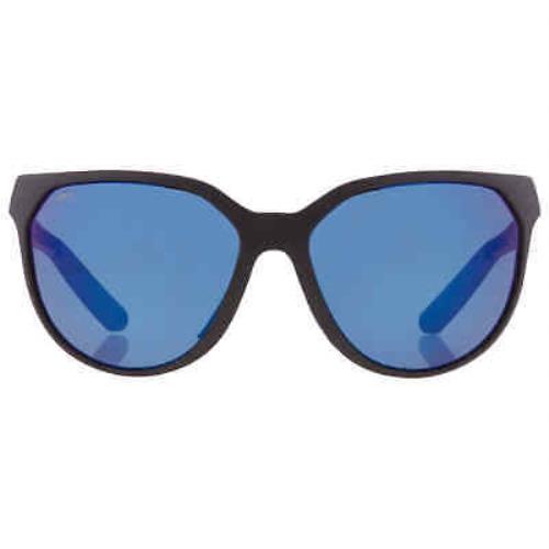 Costa Del Mar Mayfly Blue Mirror Polarized Polycarbonate Cat Eye Ladies - Frame: Black, Lens: Blue