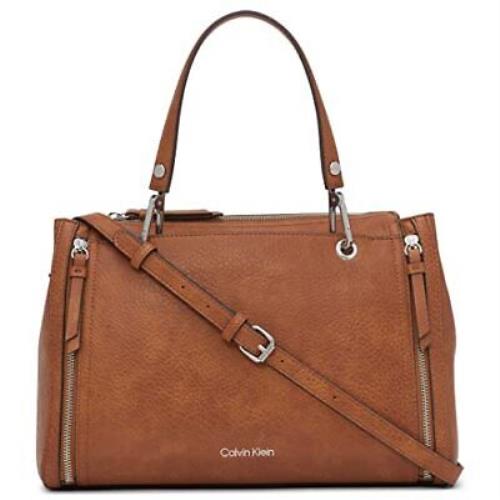Calvin Klein Reyna Novelty Satchel Caramel Mix - Caramel Mix Exterior, Multicolor Handle/Strap, Multicolor Hardware