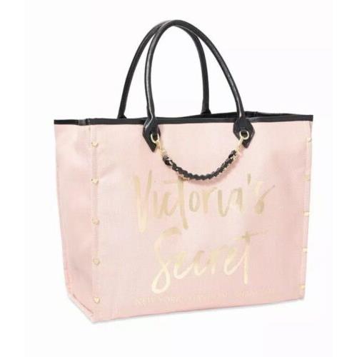 Victoria`s Secret Limited Edition City Tote Bag - Brown Handle/Strap, Gold Hardware, Pink Exterior