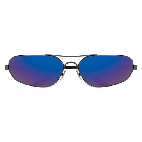 Balenciaga BB0227S Sunglasses Gunmetal Blue Flash 71mm