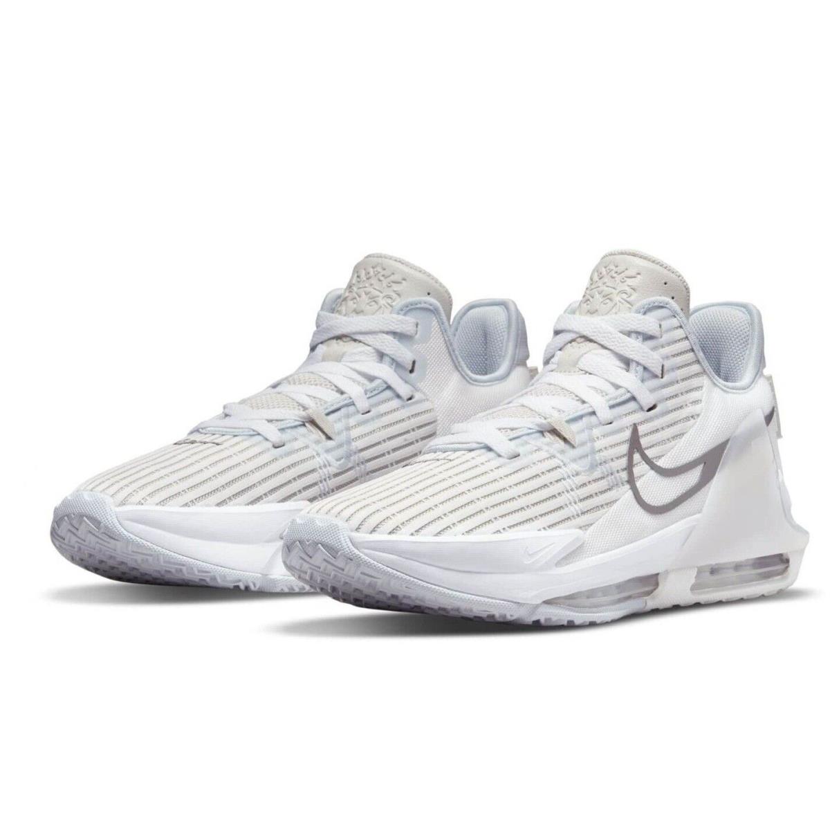 Mens Nike Lebron Witness VI 6 White Silver Basketball Athletic Sneakers Shoes