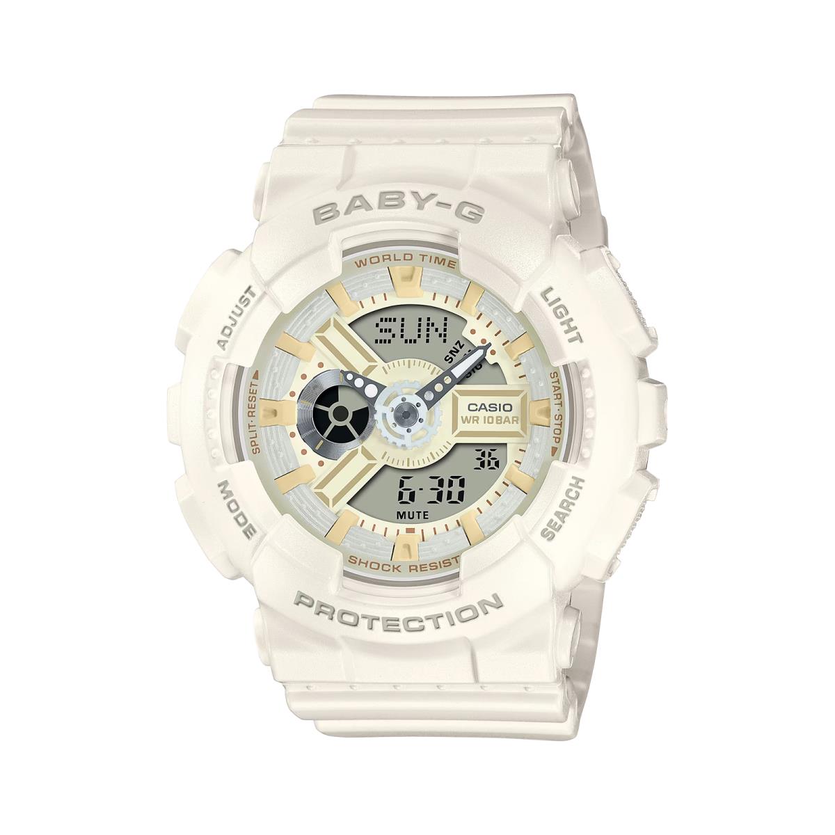 Casio Baby-g BA-110XSW-7A White Resin Analog Digital Ladies Fashion Sporty Watch