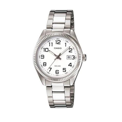 Casio General Men`s White Dial Stainless Steel Bracelet MTP-1302D-7BVDF Watch - Dial: White, Band: Silver