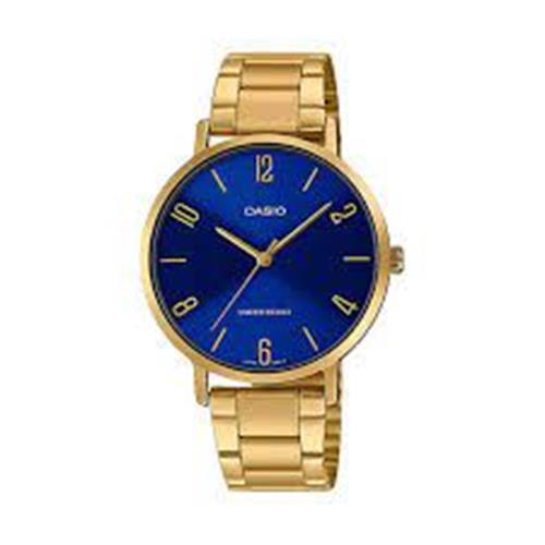 Casio Women`s Minimalistic Gold Tone Stainless Steel Blue Watch LTP-VT01G-2BUDF