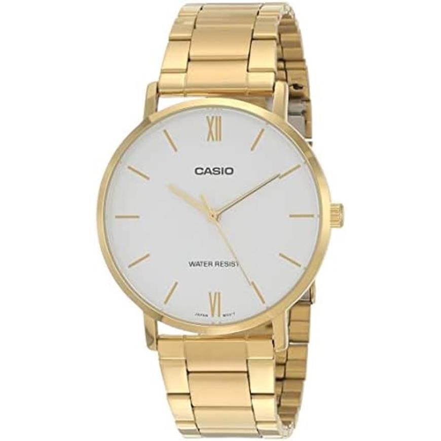 Casio Women`s Minimalistic Gold Tone Stainless Steel White Watch LTP-VT01G-7BUDF