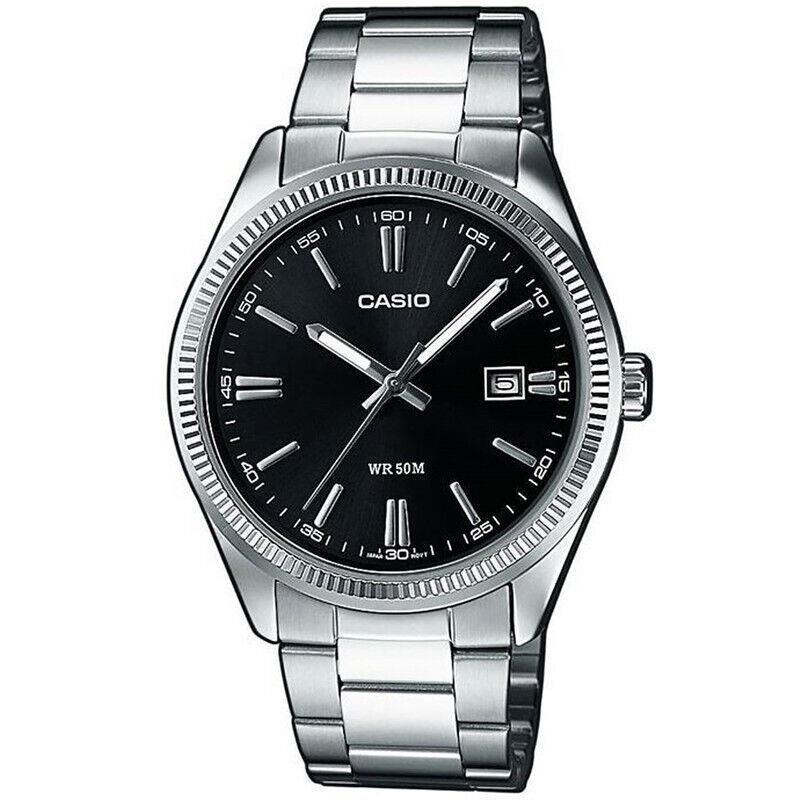 Casio Men`s Stainless Steel Bracelet Black Dial Analog Watch MTP-1302D-1A1VDF - Dial: Black, Band: Silver