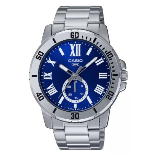 Casio Analog Blue Dial Stainless Steel Band MTP-VD200D-2BUDF Men`s Watch