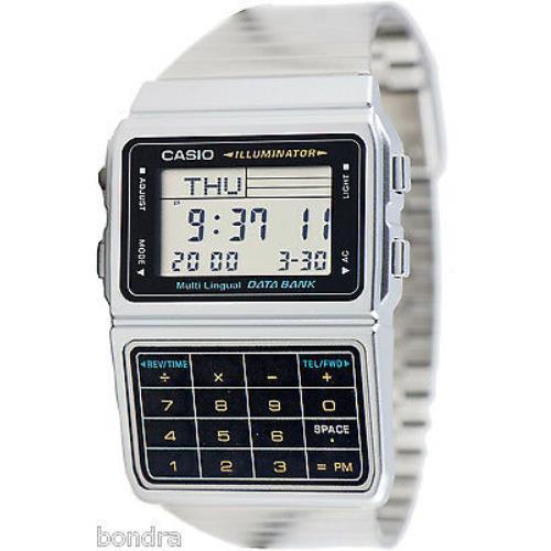 Casio DBC611-1 Databank Calculator Watch Stainless Steel Band 5 Alarms
