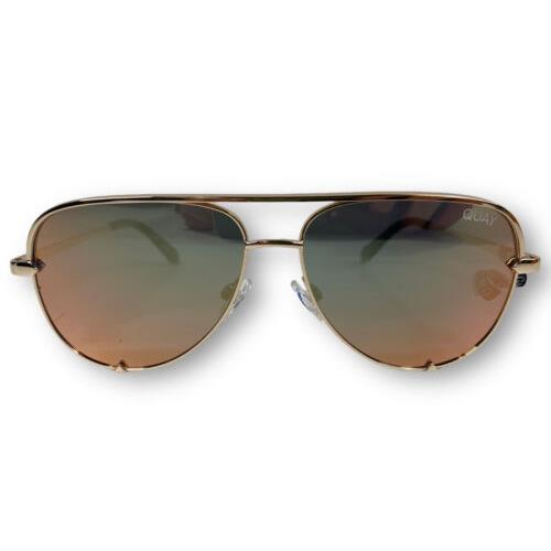 Quay Australia Polarized High Key Gold Mirror Micro Aviator Sunglasses 50mm