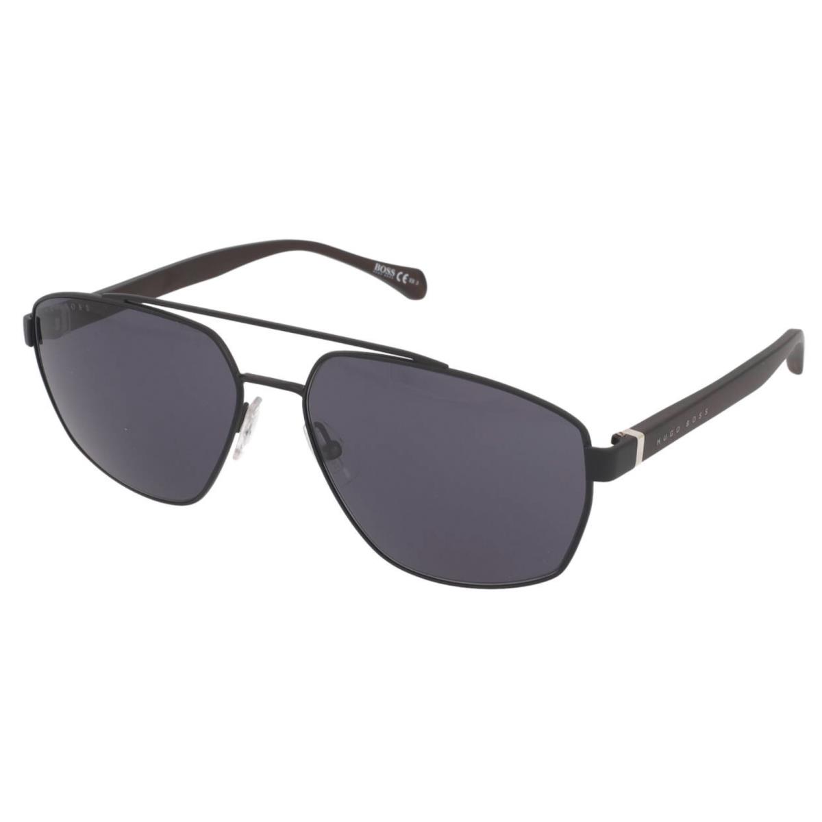 Hugo Boss Square Matt Black Sunglasses 1118/S003IR - Black Frame, Gray Lens