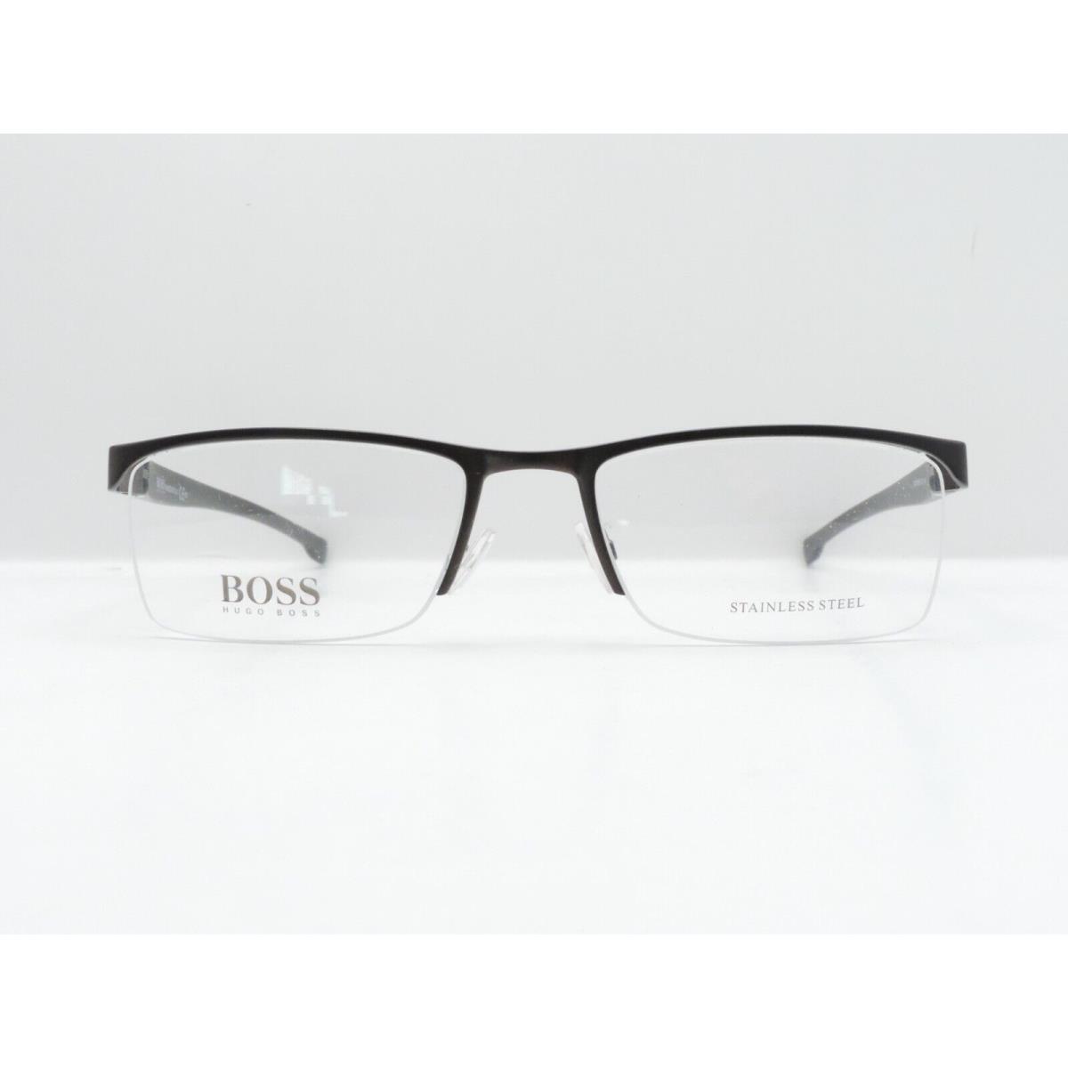 Boss Hugo Boss 0878 Half Rim Eyeglass Frames OJ3 Matte Brown 55-19-140