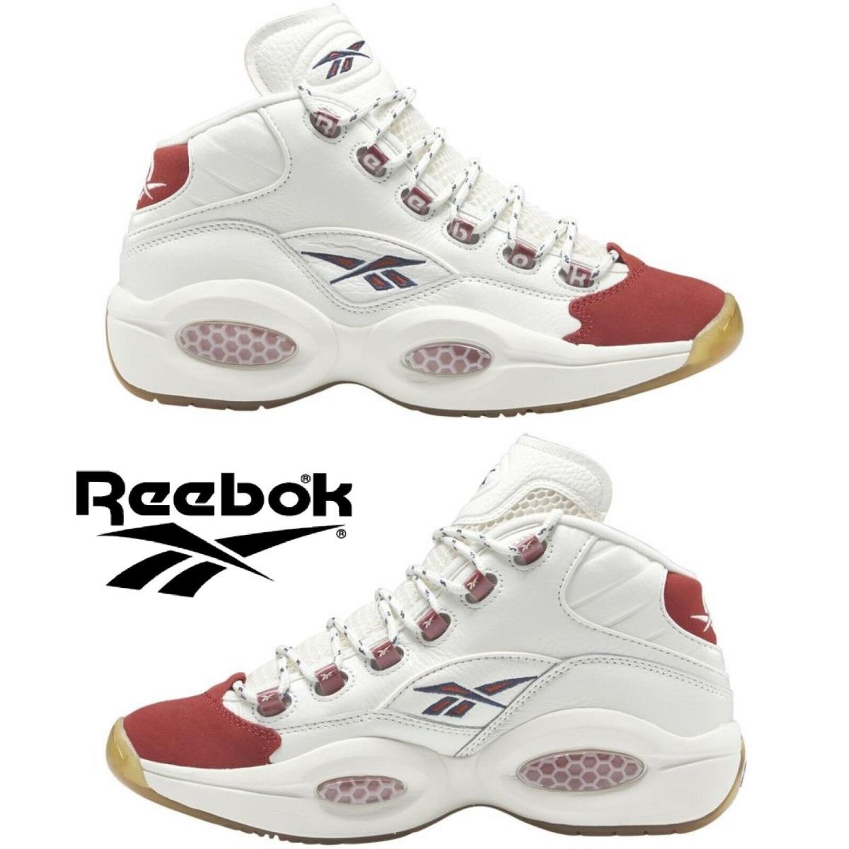 Reebok Question Mid Basketball Shoes Men`s Sneakers Running Casual Sport - White , White/Red Manufacturer