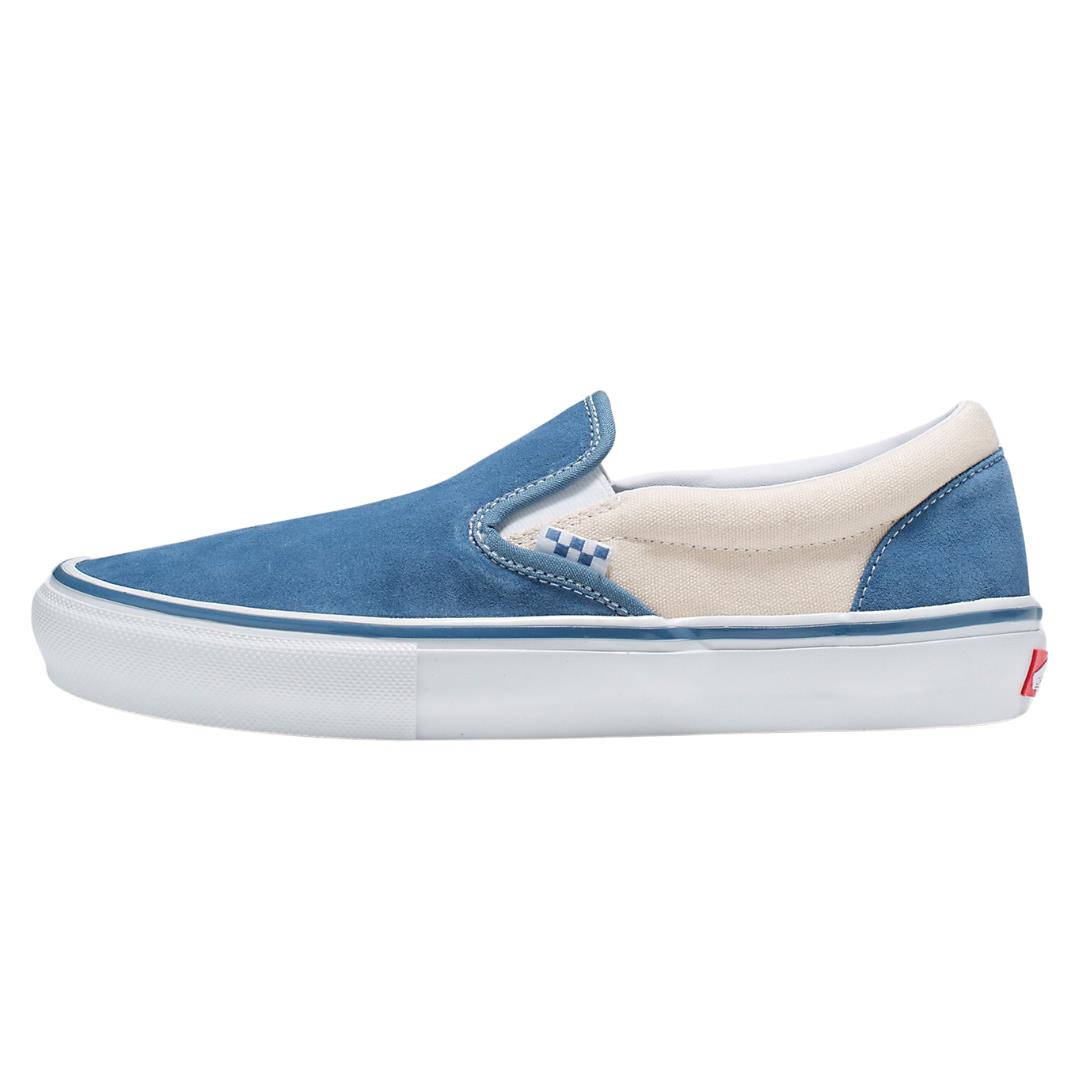 Size 8.0 Vans Skate Slip-on Cream / Light Navy Blue Skate Shoes