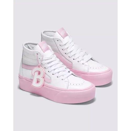 Vans X Barbie SK8-HI Tapered Stackform Shoe True White Pink Womens Size 9.5