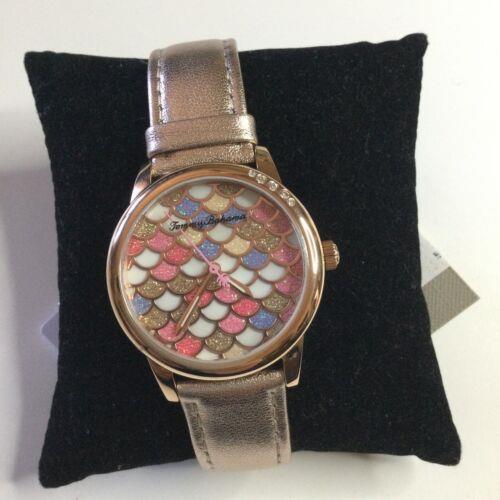 Tommy Bahama Womens Mother OF Pearl Mosaic Dial Leather Strap Watch Rose Gold