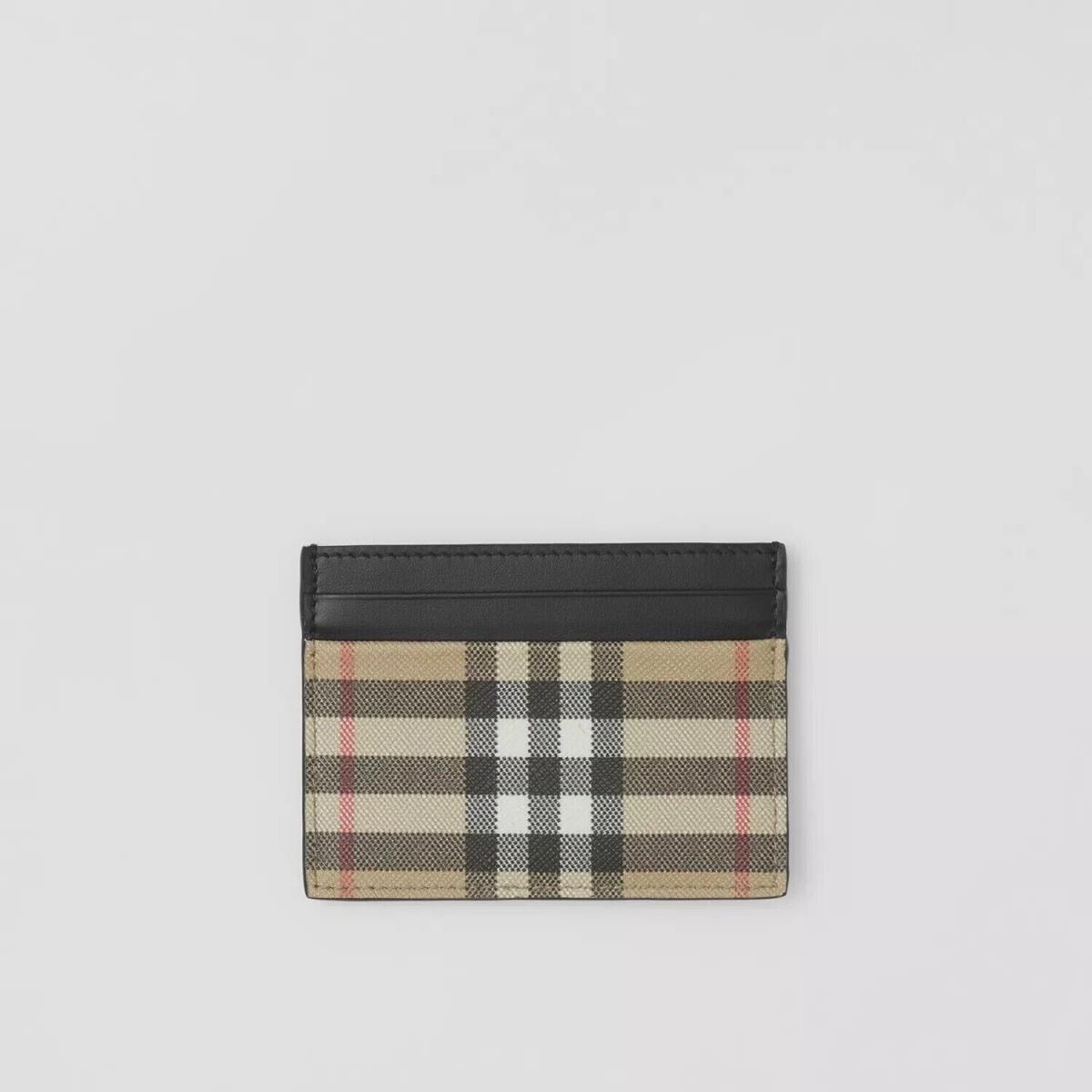 Burberry Check and Leather Card Case Archive Beige 80698221