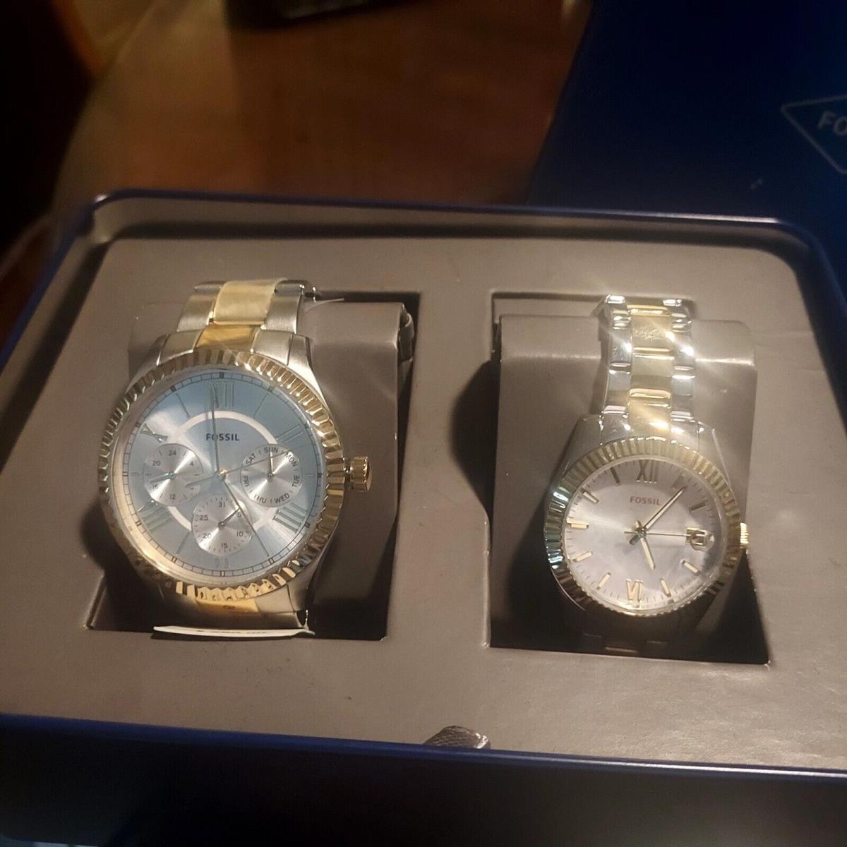 Fossil His and Hers Multifunction Two-tone Stainless Steel Watch Set FS5987SET