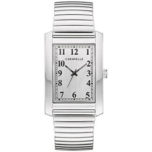Bulova Men`s Classic Dress 3-Hand Quartz Expansion Band Watch Rectangle Case - Stainless Steel/ Silver